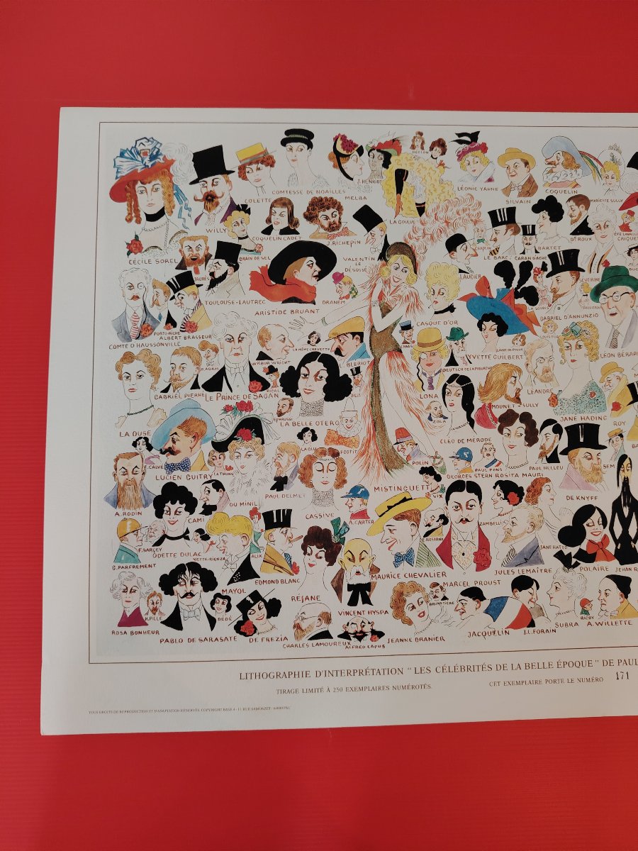 Paul Mirat Numbered Lithograph 171/250  "celebrities Of The Belle époque" In Excellent Condition-photo-2