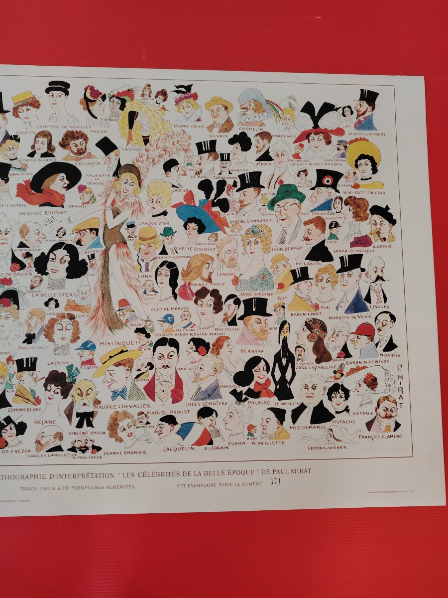 Paul Mirat Numbered Lithograph 171/250  "celebrities Of The Belle époque" In Excellent Condition-photo-3