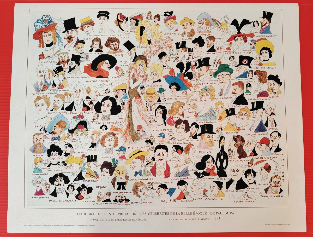 Paul Mirat Numbered Lithograph 171/250  "celebrities Of The Belle époque" In Excellent Condition-photo-4