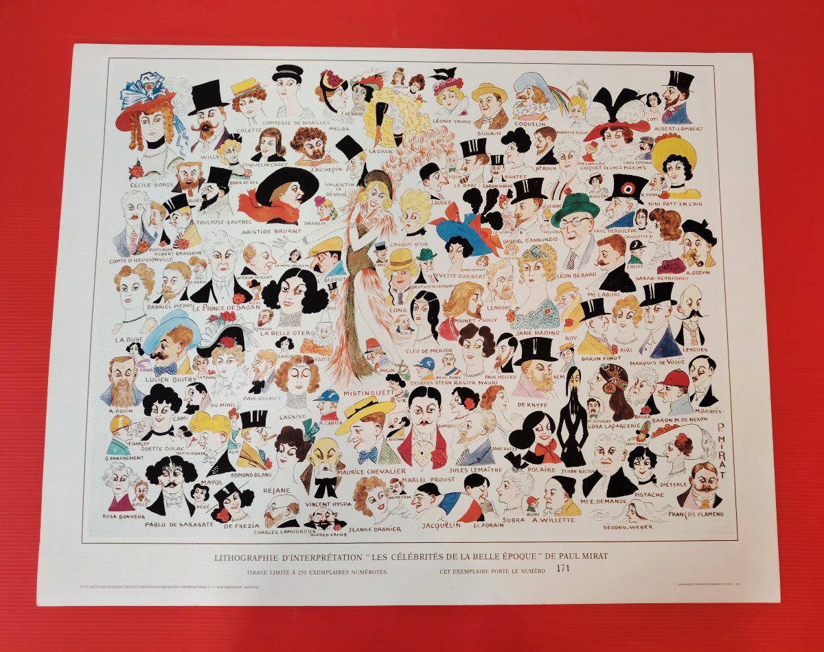 Paul Mirat Numbered Lithograph 171/250  "celebrities Of The Belle époque" In Excellent Condition