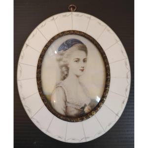 Painted Miniature, Depicting The Portrait Of An Elegant Young Woman, Napoleon III