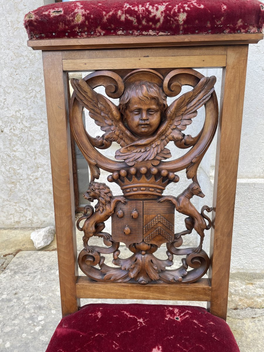Paire de Prie-Dieu - Armoirie - Couronne Comtale - Royaliste-photo-4
