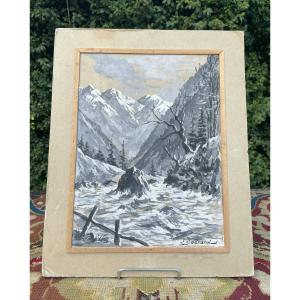 Lucien Quenard - Paysage de montagne -