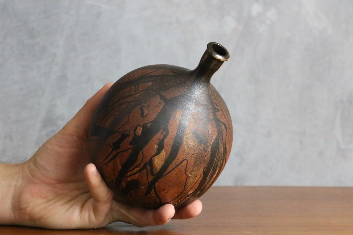 Vase Boule En Céramique De Gerhard Liebenthron 1970 / 80 Era Champy Astoul Bayle-photo-2