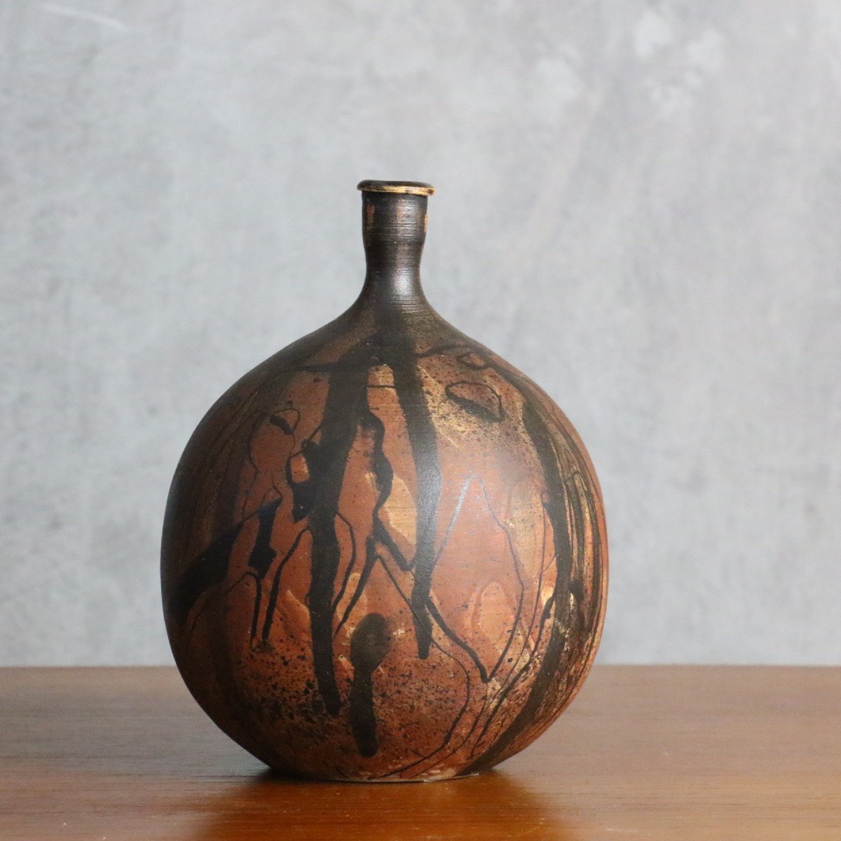 Vase Boule En Céramique De Gerhard Liebenthron 1970 / 80 Era Champy Astoul Bayle