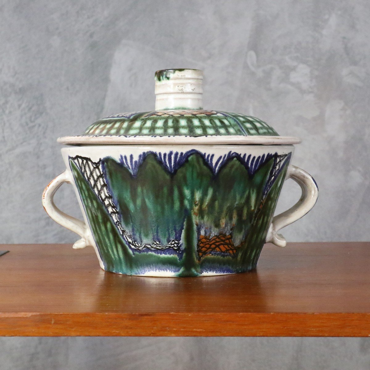 Pot En Grès Vallaurys Beige - Récipient Rond Vintage Très Bon état