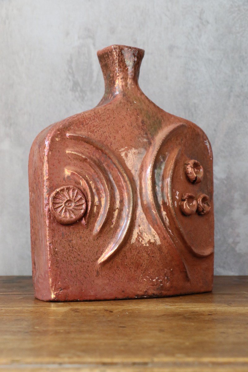 Vase En Céramique à Glaçure Rose Irisée - Robert Chiazzo, Bormes Les Mimosas-photo-2