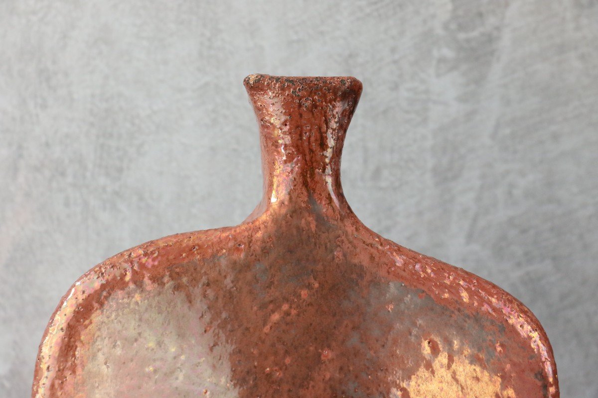 Vase En Céramique à Glaçure Rose Irisée - Robert Chiazzo, Bormes Les Mimosas-photo-4