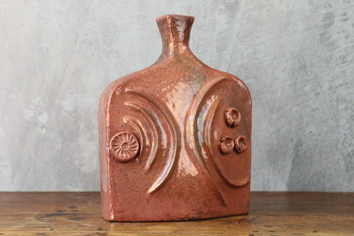 Vase En Céramique à Glaçure Rose Irisée - Robert Chiazzo, Bormes Les Mimosas-photo-1
