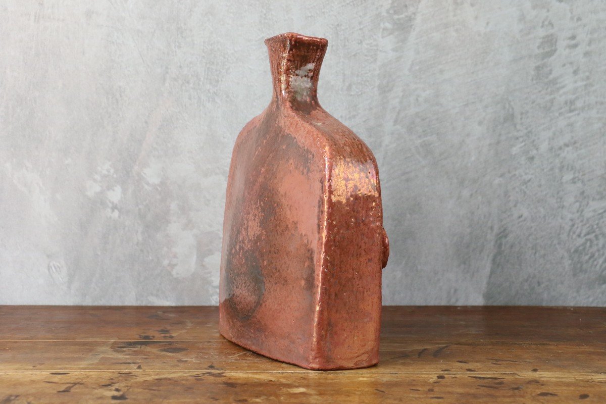 Vase En Céramique à Glaçure Rose Irisée - Robert Chiazzo, Bormes Les Mimosas-photo-3