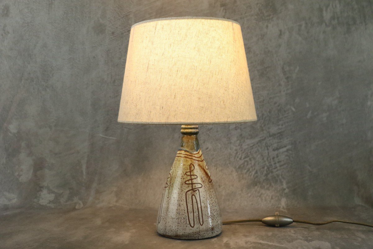 Lampe En Céramique Par Jean Rivier - Era Derel Gatard Ramié-photo-2