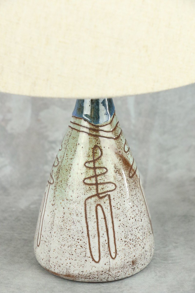 Lampe En Céramique Par Jean Rivier - Era Derel Gatard Ramié-photo-3