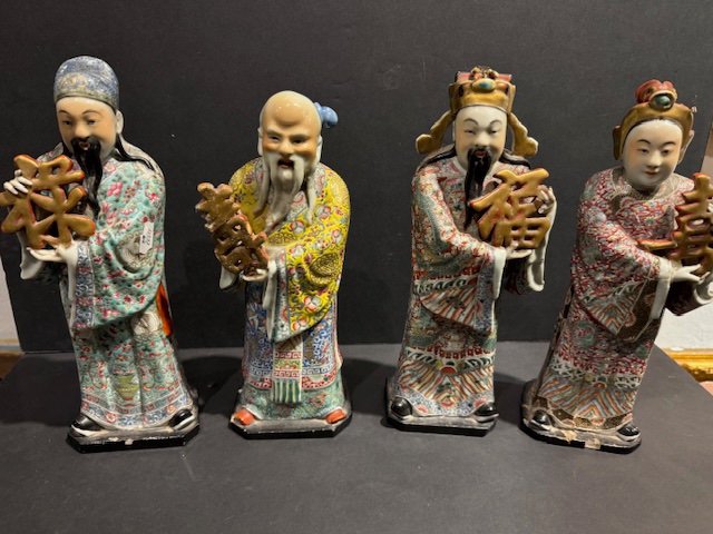 Dignitaries In Enameled Porcelain Early 20th Century 