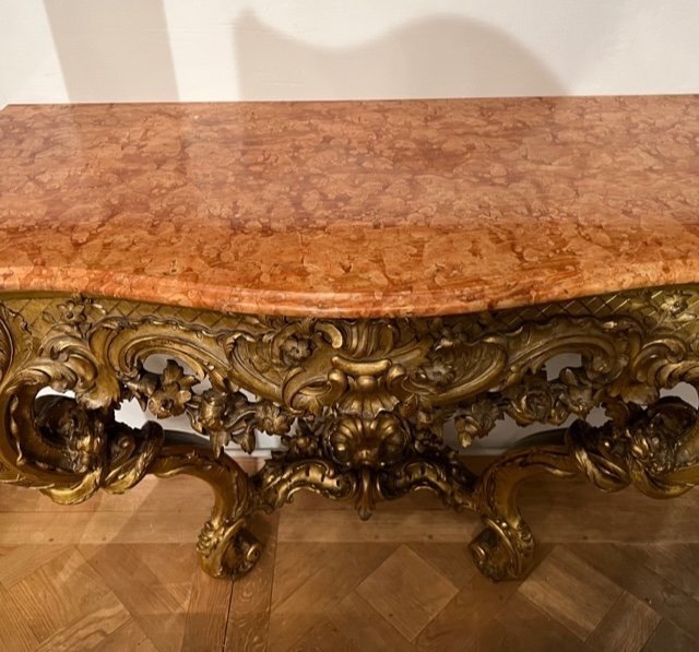 Gilded Wood Console Early 20th Century - -photo-2