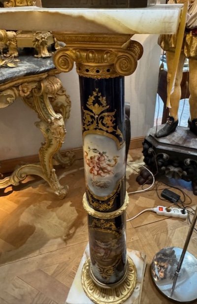 Porcelain And Bronze Column Signed Quentin-photo-2