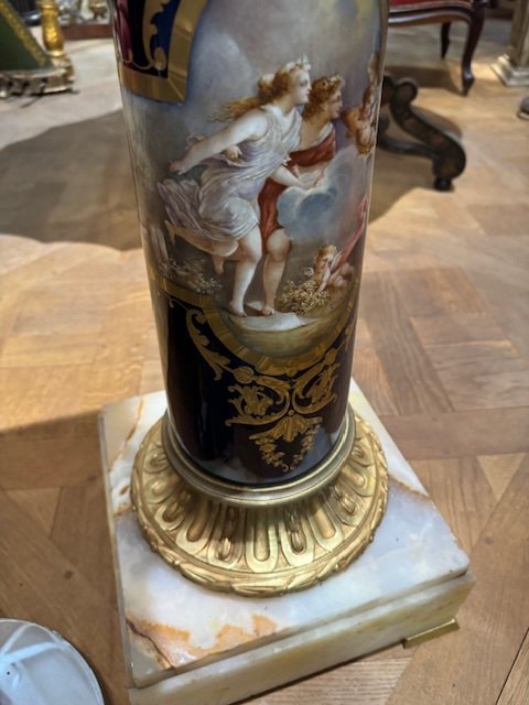 Porcelain And Bronze Column Signed Quentin-photo-3