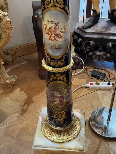 Porcelain And Bronze Column Signed Quentin-photo-6