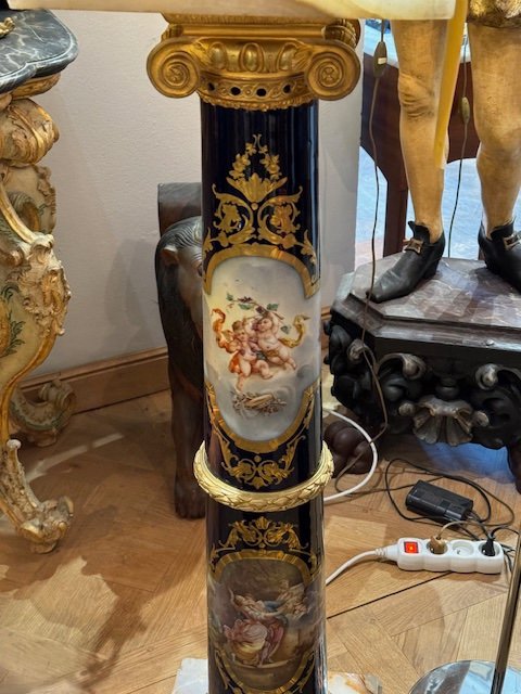 Porcelain And Bronze Column Signed Quentin-photo-7