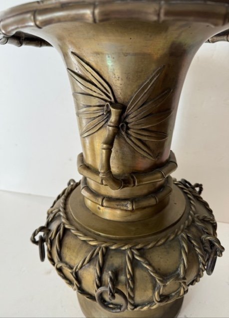 Vase En Bronze Asiatique Fin 19 ème -photo-3