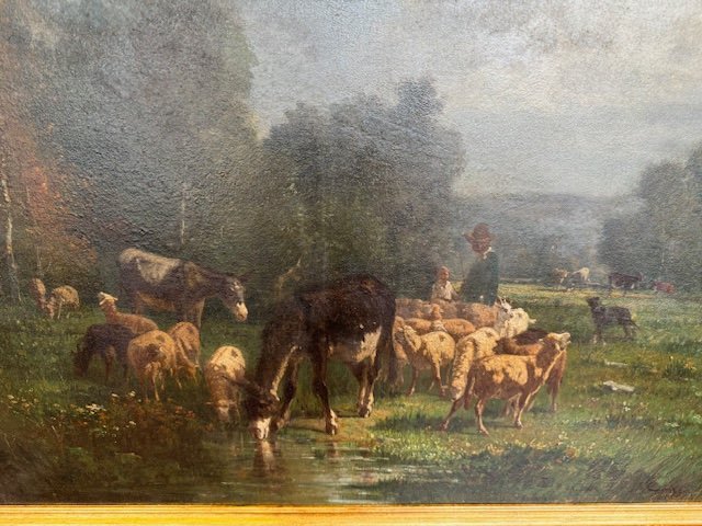 Painting Representing Flock And Its Shepherd -photo-2