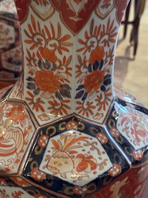 Paire De Vases En Porcelaine d'Imari 19 ème -photo-1