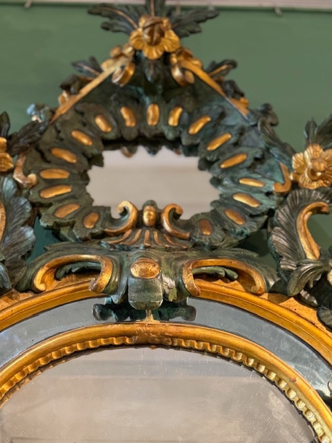 Miroir bois Peint Italie  18 ème -photo-4