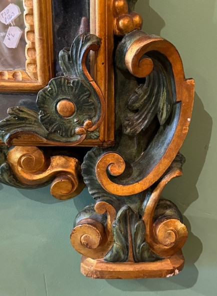 Miroir bois Peint Italie  18 ème -photo-1