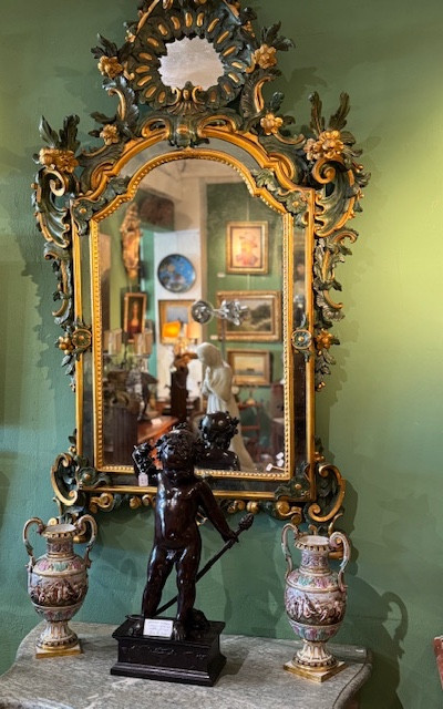 Miroir bois Peint Italie  18 ème -photo-3