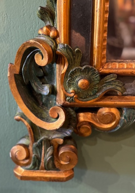 Miroir bois Peint Italie  18 ème -photo-4