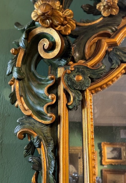 Miroir bois Peint Italie  18 ème -photo-5