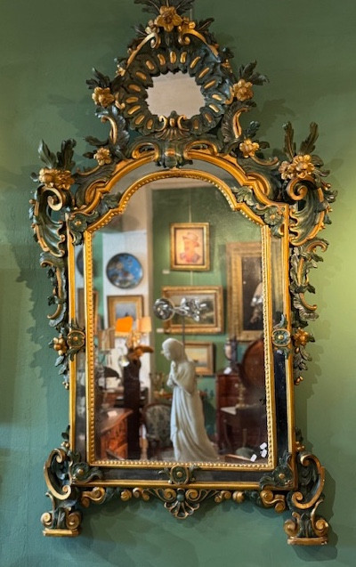 Miroir bois Peint Italie  18 ème 
