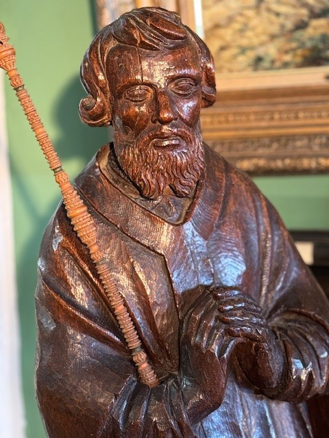 Pair Of 17th-century Statues Representing Saint John And Saint Catherine -photo-4