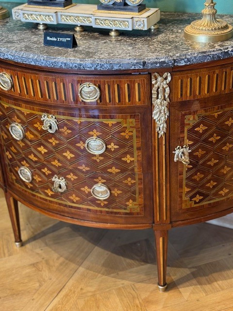 Commode demi-lune d'époque Louis XVI-photo-2