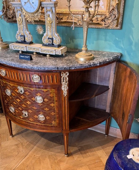 Commode demi-lune d'époque Louis XVI-photo-1
