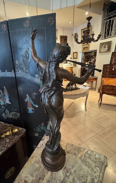 Woman Playing The Double Flute, Signed Marioton-photo-3