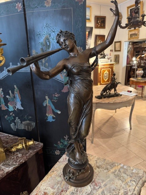 Woman Playing The Double Flute, Signed Marioton-photo-5