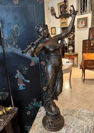 Woman Playing The Double Flute, Signed Marioton