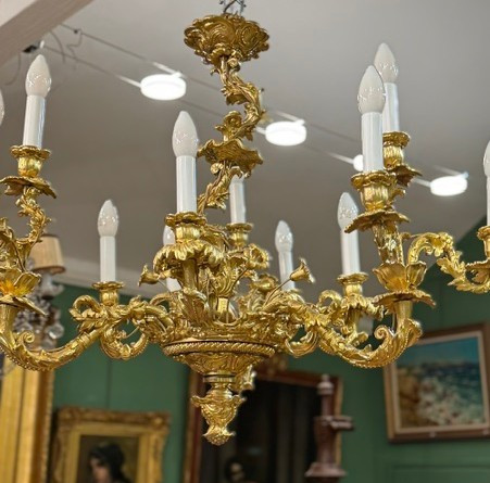Louis XV Style 19th Century Gilt Bronze Chandelier-photo-3