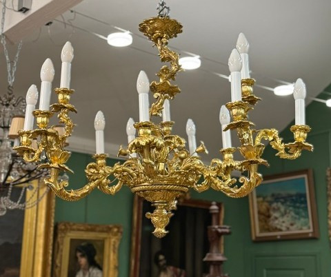 Louis XV Style 19th Century Gilt Bronze Chandelier