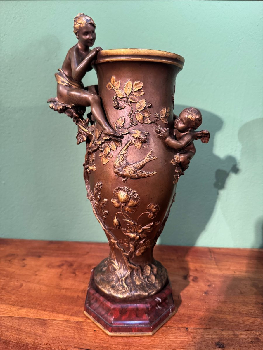 Paire de vases en bronze signés Barbedienne-photo-4
