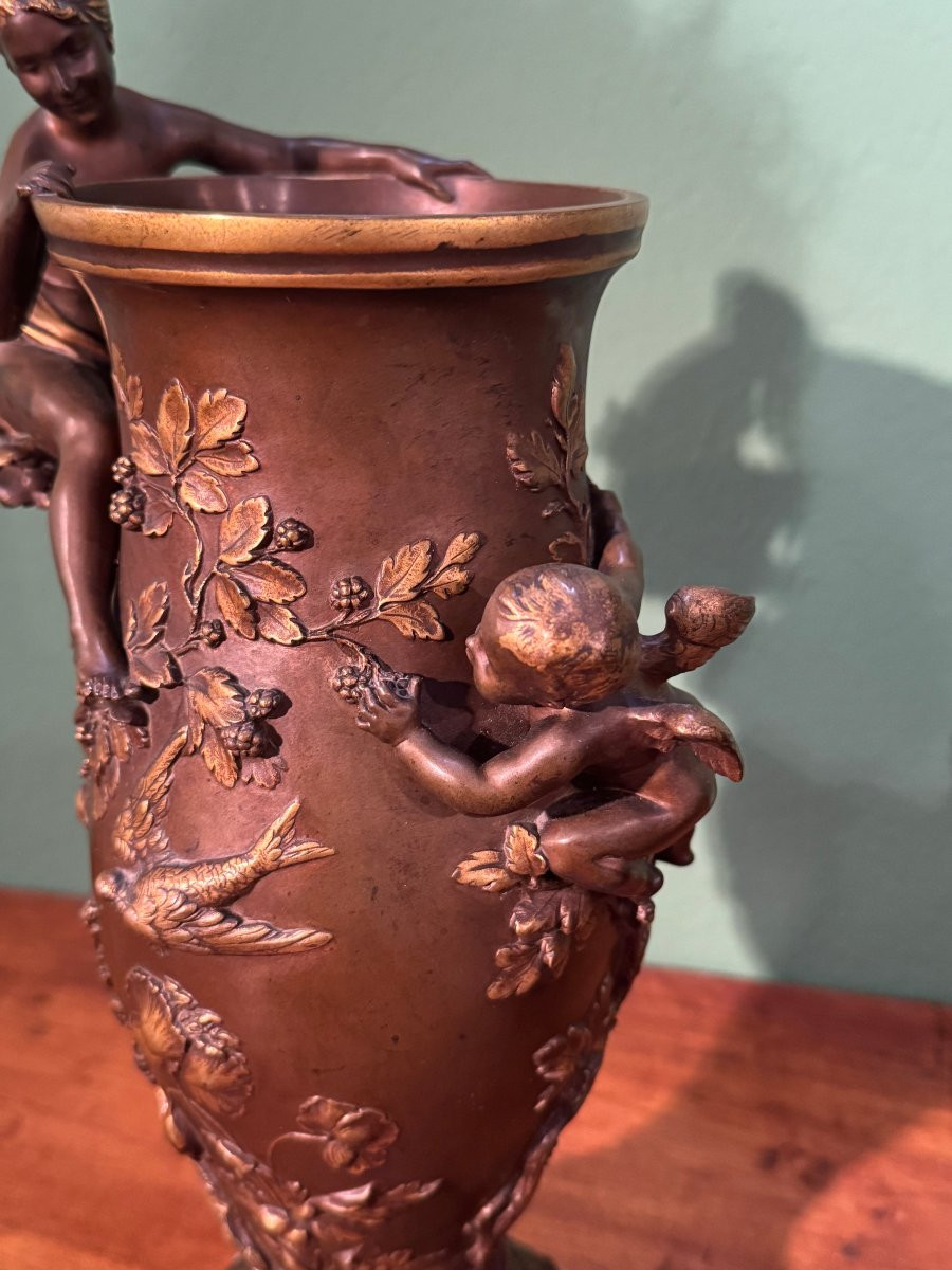 Paire de vases en bronze signés Barbedienne-photo-4