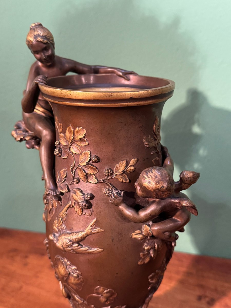 Paire de vases en bronze signés Barbedienne-photo-5