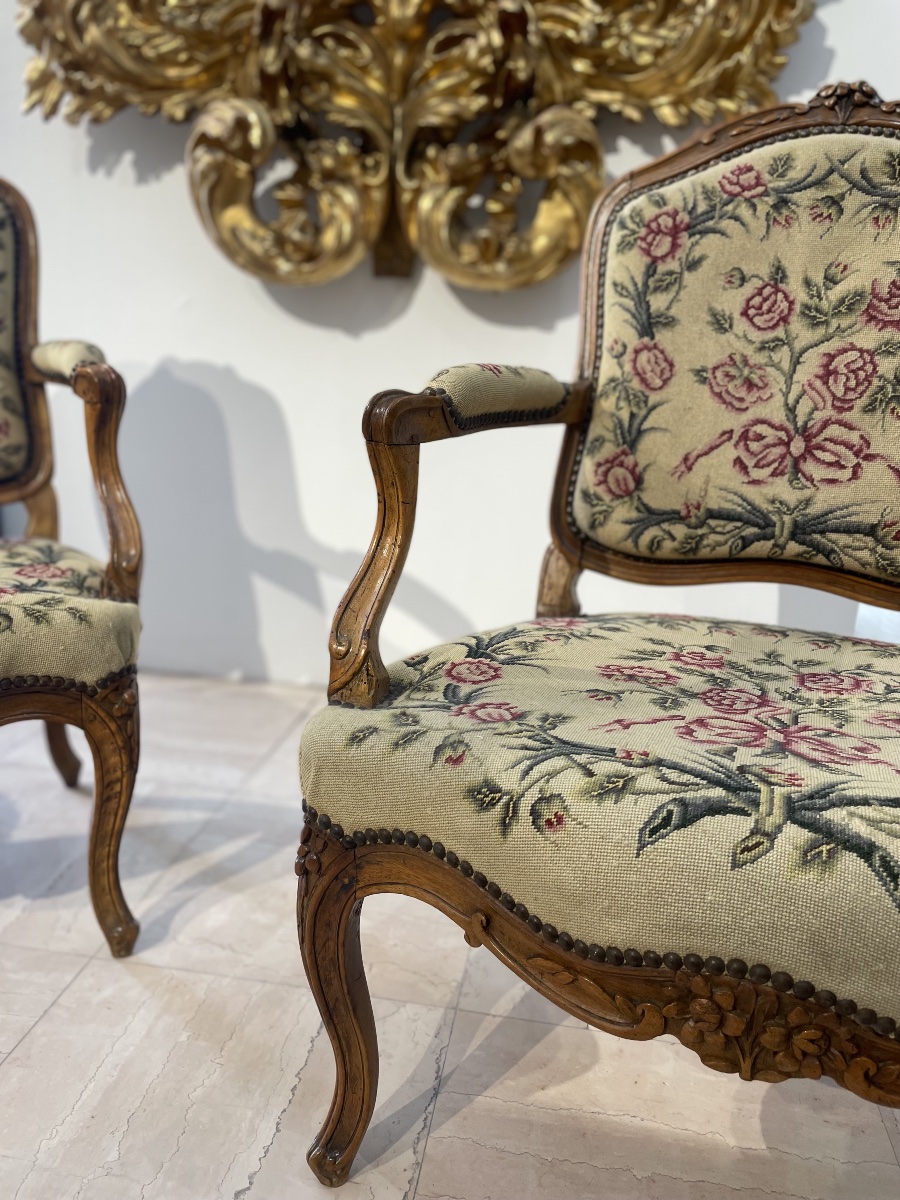 Paire de fauteuils style Louis XV-photo-2