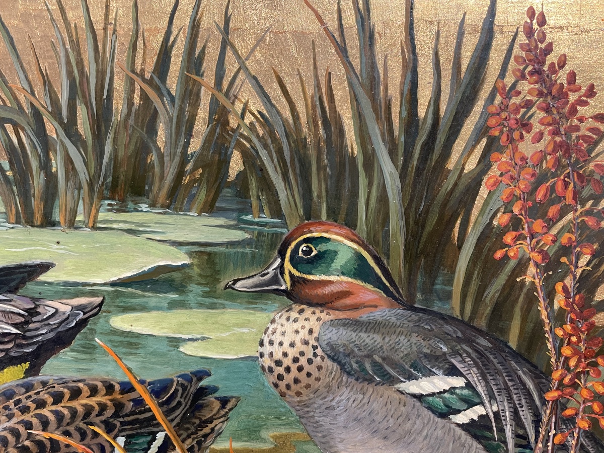 "Canards au bord de l'eau" sur fond d'or - Jacques Cartier-photo-2