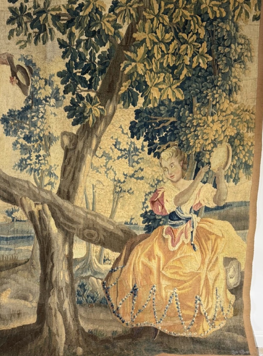 "la Bascule" Tapestry - Royal Manufactory Of Aubusson, 18th Century-photo-2