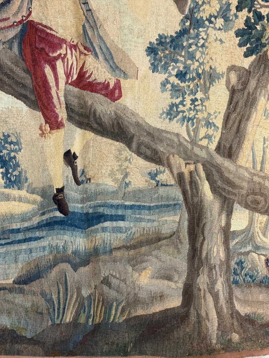 "la Bascule" Tapestry - Royal Manufactory Of Aubusson, 18th Century-photo-1