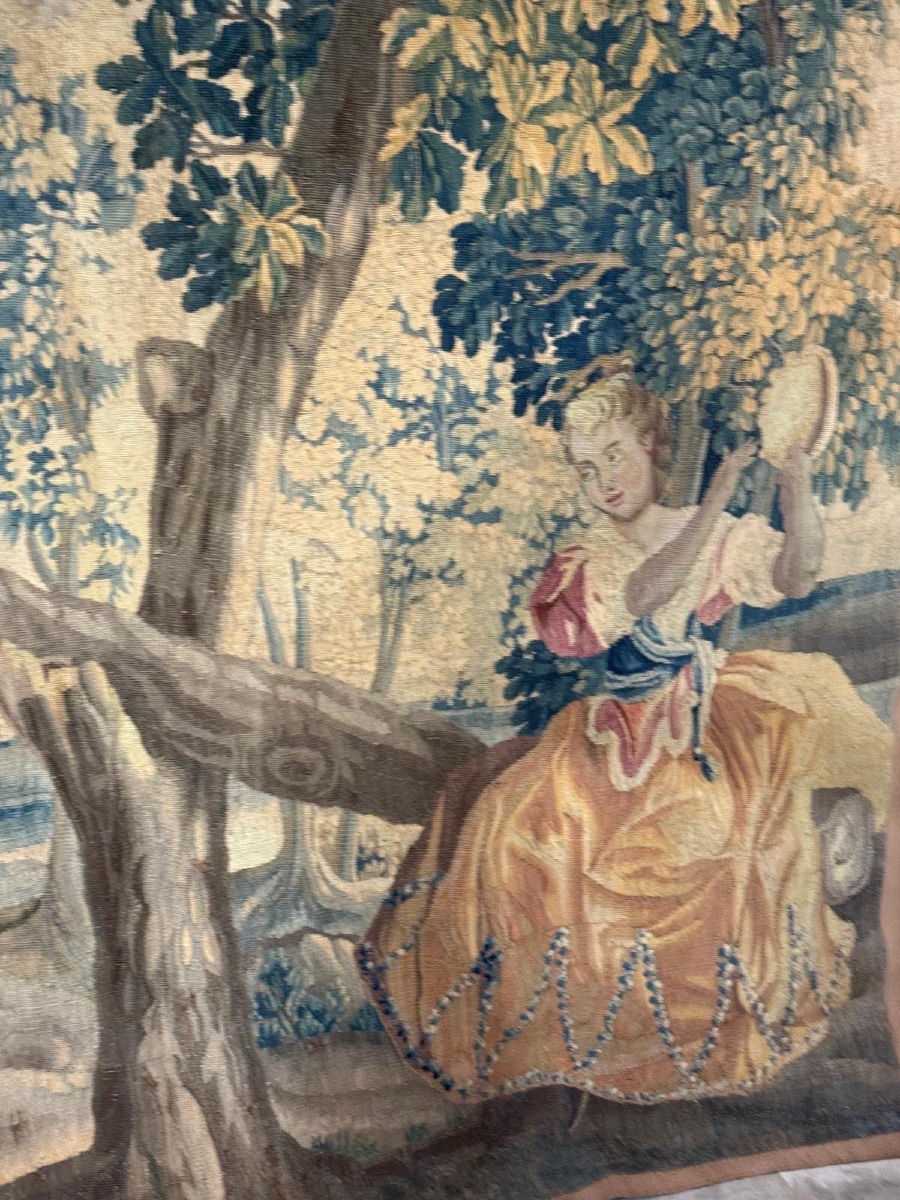 "la Bascule" Tapestry - Royal Manufactory Of Aubusson, 18th Century-photo-3