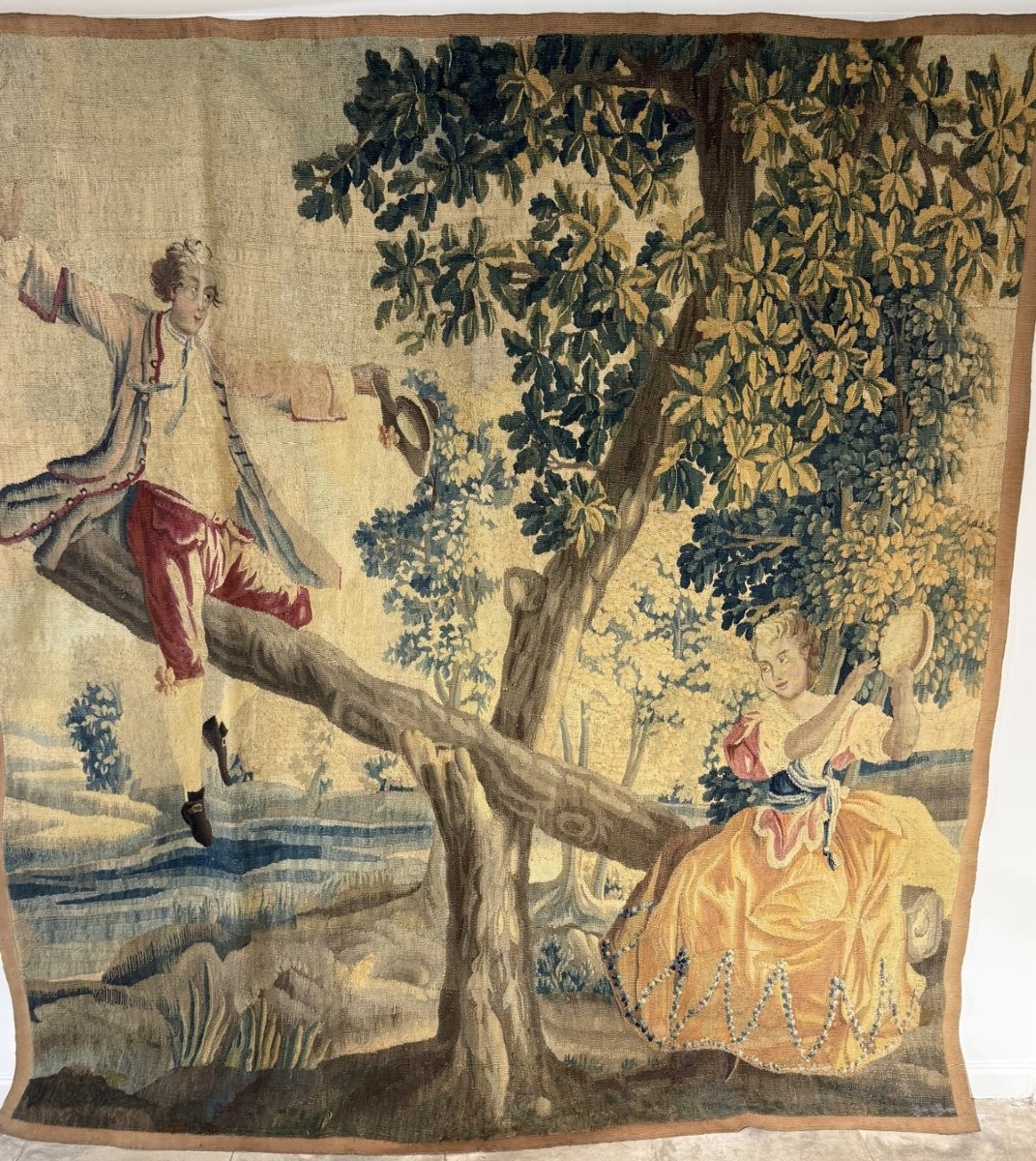 "la Bascule" Tapestry - Royal Manufactory Of Aubusson, 18th Century-photo-4