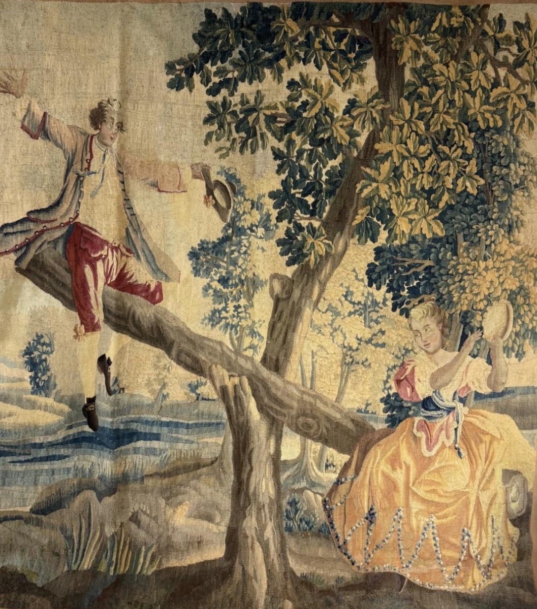 "la Bascule" Tapestry - Royal Manufactory Of Aubusson, 18th Century