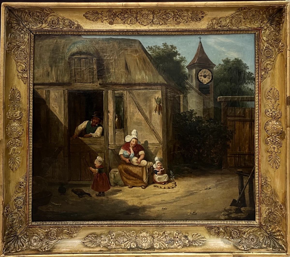 19th-century Clock Painting - The Inn